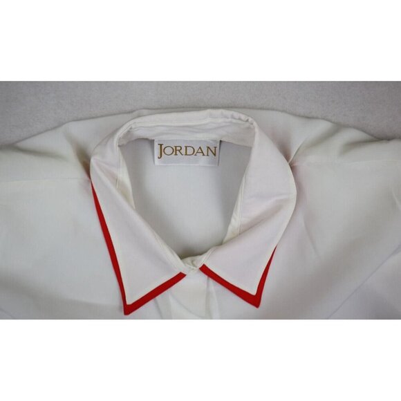 VINTAGE WOMEN'S SHEER WHITE LONG SLEEVE BUTTON-UP BLOUSE - JORDAN - SIZE 14 - Picture 6 of 11